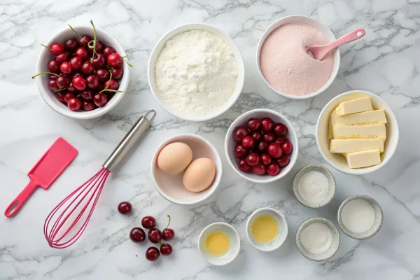 Ingredients for cherry chip cake