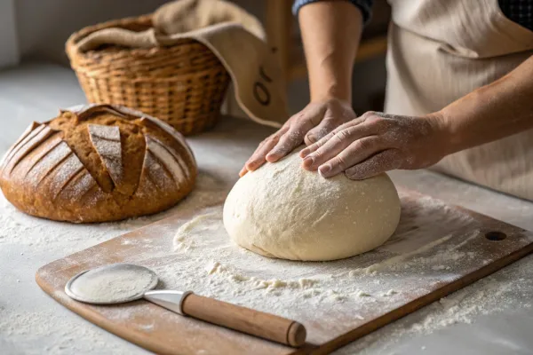 Shaping sourdough dough for baking