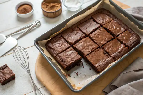 Freshly baked sourdough discard brownies