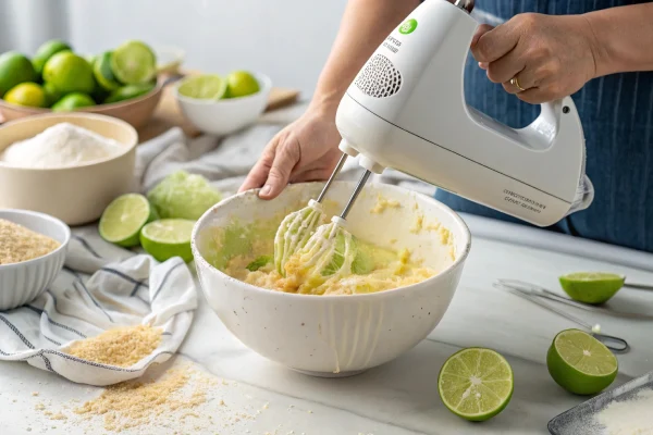 Mixing Key Lime Cake Batter for Perfect Texture